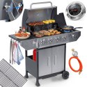 Grill gazowy ogrodowy żeliwny ruszt z pokrywą 4+1 palniki Berdsen BD-896