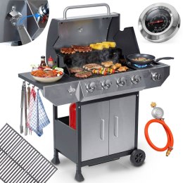 Grill gazowy ogrodowy żeliwny ruszt z pokrywą 4+1 palniki Berdsen BD-896