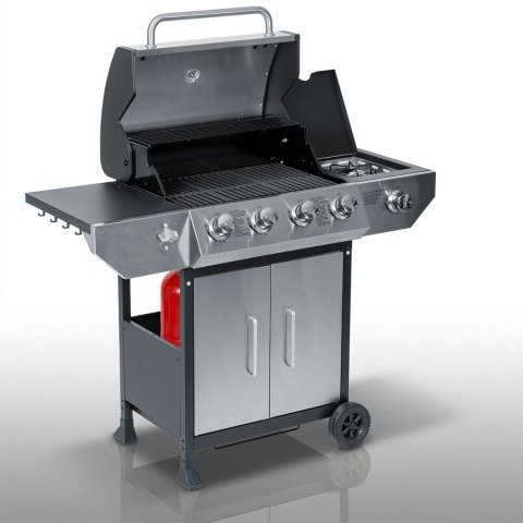 Grill gazowy ogrodowy żeliwny ruszt z pokrywą 4+1 palniki Berdsen BD-896