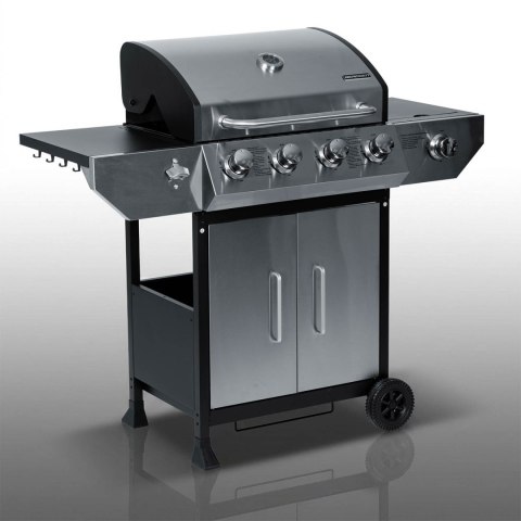 Grill gazowy ogrodowy żeliwny ruszt z pokrywą 4+1 palniki Berdsen BD-896