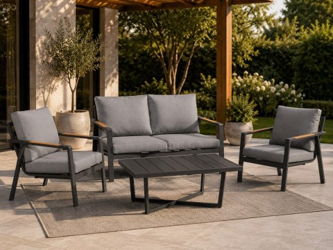Meble Ogrodowe Aluminiowe Sofa + Dwa Fotele + Stolik