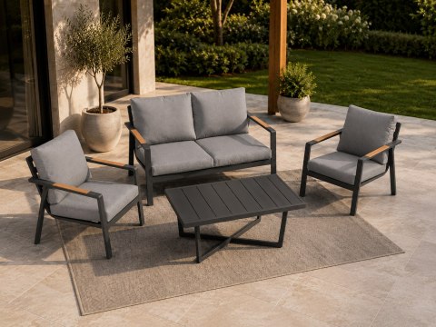 Meble Ogrodowe Aluminiowe Sofa + Dwa Fotele + Stolik