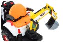 Super DWUSTRONNY traktor na akumulator ze spychaczem, koparką i przyczepą/BEJ1588