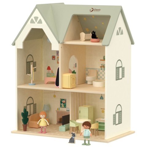 CLASSIC WORLD Drewniany Domek dla Lalek z mebelkami