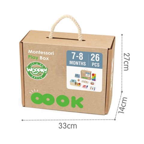 GREEN Box Pudełko XXL Montessori Edukacyjne 6w1 Sensoryczne 7-8 Miesięcy 26el. FSC