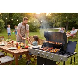 Grill gazowy ogrodowy żeliwny ruszt z pokrywą 4+1 palniki Berdsen BD-897