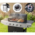 Grill gazowy ogrodowy żeliwny ruszt z pokrywą 4+1 palniki Berdsen BD-897