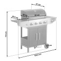 Grill gazowy ogrodowy żeliwny ruszt z pokrywą 4+1 palniki Berdsen BD-897