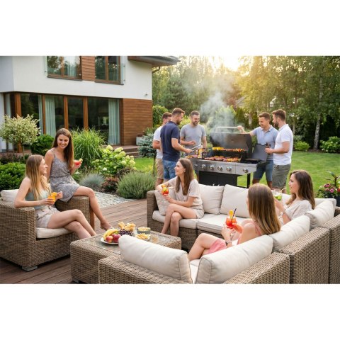 Grill gazowy ogrodowy żeliwny ruszt z pokrywą 4+1 palniki Berdsen BD-897