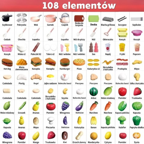 WOOPIE Zestaw Akcesoriów Kuchennych Zabawka do Gotowania 108 el