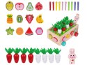 Sorter Montessori drewniany wózek złap robaczka marchewki układanka