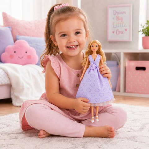 ROYAL Lalka Lily Długie Blond Włosy 30 cm Lawendowa Suknia Akcesoria