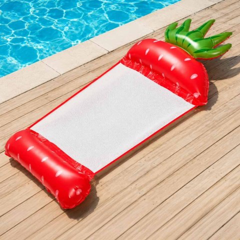 Materac dmuchany plażowy hamak wodny leżak fotel krzesło do pływania basenu truskawka