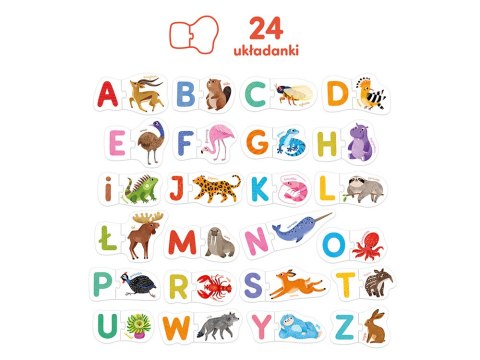 CzuCzu Puzzle do pary Literki alfabet zwierzęta - edukacyjne 24 pary ZA6692