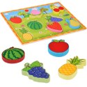 Układanka drewniana edukacyjne puzzle OWOCE dopasuj 8 ele