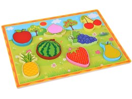 Układanka drewniana edukacyjne puzzle OWOCE dopasuj 8 ele