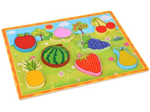 Układanka drewniana edukacyjne puzzle OWOCE dopasuj 8 ele