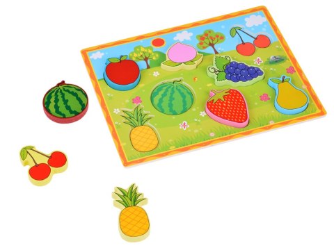 Układanka drewniana edukacyjne puzzle OWOCE dopasuj 8 ele