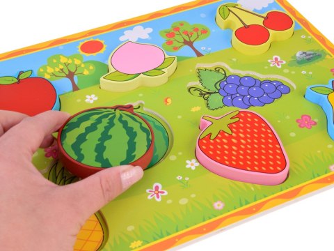 Układanka drewniana edukacyjne puzzle OWOCE dopasuj 8 ele