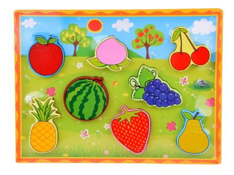 Układanka drewniana edukacyjne puzzle OWOCE dopasuj 8 ele