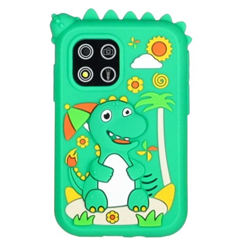 Telefon smartfon dla dzieci aparat kamera karta 8GB zielony dinozaur