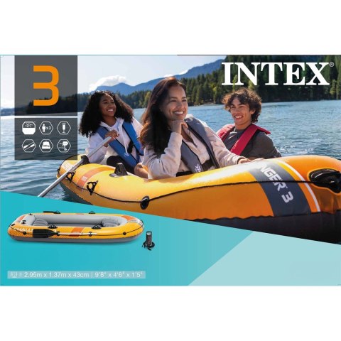 Ponton wędkarski Challenger 3os 320kg 295x137x43 cm pompka wiosła INTEX 66313