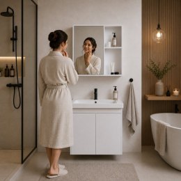 Szafka łazienkowa wisząca z umywalką + lustro zestaw mebli ModernHome