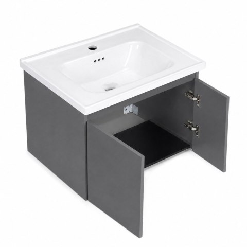 Szafka łazienkowa wisząca z umywalką + lustro zestaw mebli ModernHome