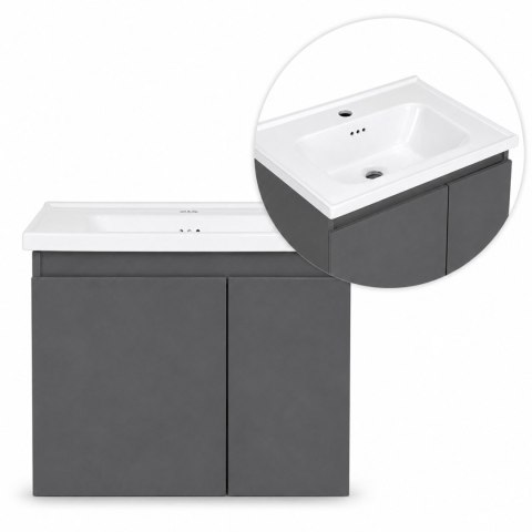 Szafka łazienkowa wisząca z umywalką + lustro zestaw mebli ModernHome