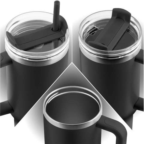 Termos próżniowy kubek z zestawem słomek 1180 ml Berdsen czarny