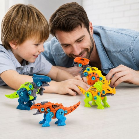 Klocki Konstrukcyjne Dinozaury Zestaw do Skręcania z Wkrętarką 4w1
