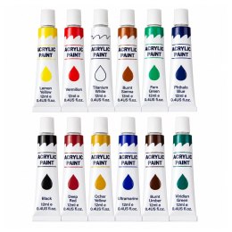 Zestaw Do Malowania Farby Akrylowe Artystyczne 24 Kolory 12 ml