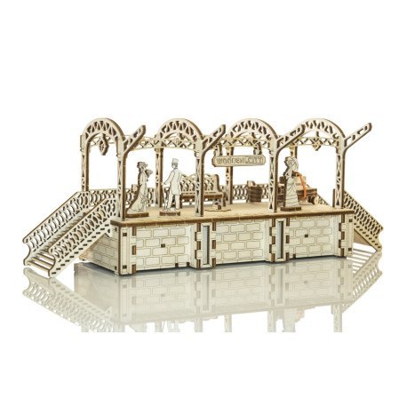 Drewniane puzzle mechaniczne 3d wooden.city - stacja kolejowa