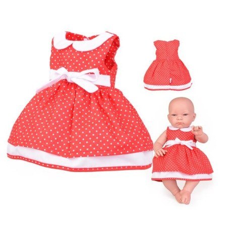 Sukienka dla lalki 35-45cm elizabeth - czerwona w kropki