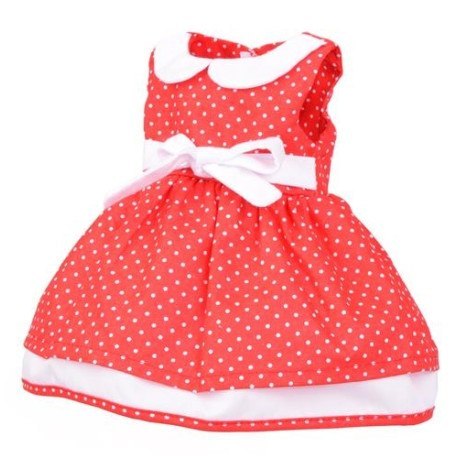 Sukienka dla lalki 35-45cm elizabeth - czerwona w kropki