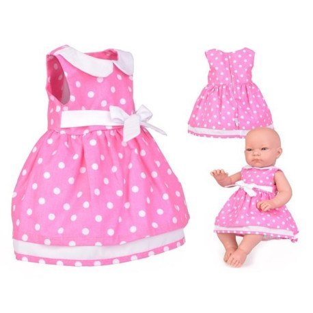 Sukienka dla lalki 35-45cm elizabeth - różowa w kropki