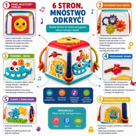 WOOPIE BABY Interaktywna Kostka Edukacyjna Wielofunkcyjna 18m+