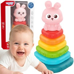 WOOPIE BABY Piramidka Sensoryczna Wieża Sorter Króliczek 6m+