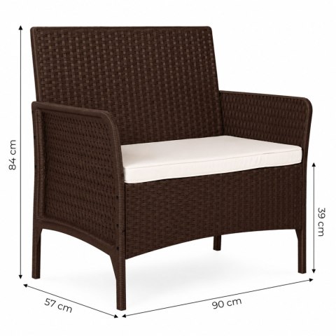 Sofa ogrodowa dwuosobowa z poduszką ławka na balkon taras ogród brązowa MultiGarden