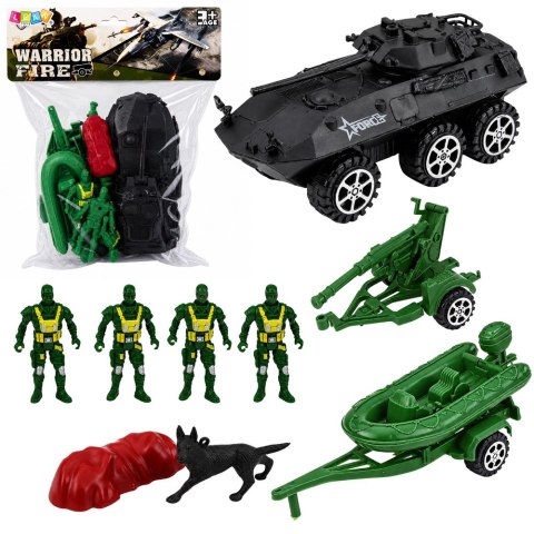Zestaw Wojskowy Militarny Żołnierzyki Transporter Opancerzony 14 el.