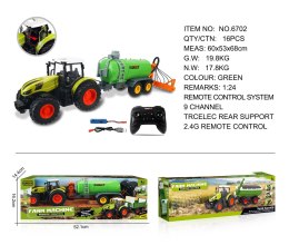 Traktor z Zielonym Beczkowozem R/C 1:24