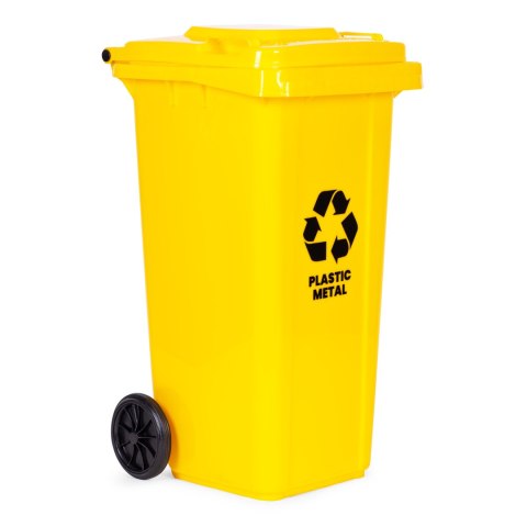 Zestaw 4 koszy na śmieci pojemniki 4x240L niebieski zielony żółty czarny makulatura szkło plastik odpady zmieszane gumowe koła