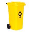 Zestaw 5 koszy na śmieci pojemniki 5x240L niebieski zielony żółty czarny brązowy makulatura szkło plastik odpady zmieszane BIO g