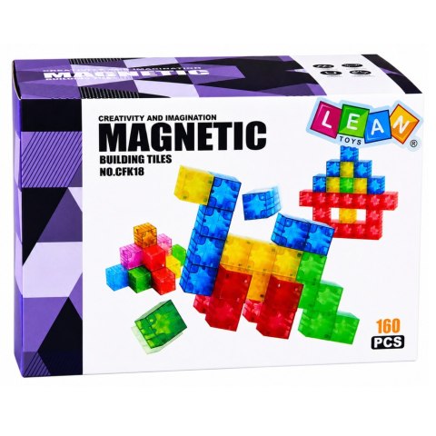 Klocki Magnetyczne Konstrukcyjne Sześciany Kostki Kolorowe 3D 160 el.