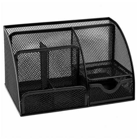Metalowy Organizer Na Biurko Przybornik Komory Szufladka Biurowy Czarny