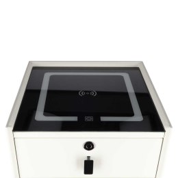 Szafka nocna szuflady oświetlenie LED USB ładowanie głośnik Bluetooth ecru