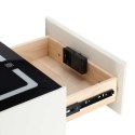 Szafka nocna wisząca szuflady oświetlenie LED USB ładowanie głośnik Bluetoot ecru