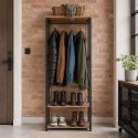 Wieszak stojący z pólkami do przedpokoju na ubrania buty loft jasny dąb ModernHome