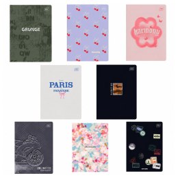 Zeszyt A5 kratka z marginesem 60 kartek mix wzorów INTERDRUK