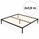 Łóżko metalowe 190x200 cm ze stelażem minimalistyczna czarna rama ModernHome